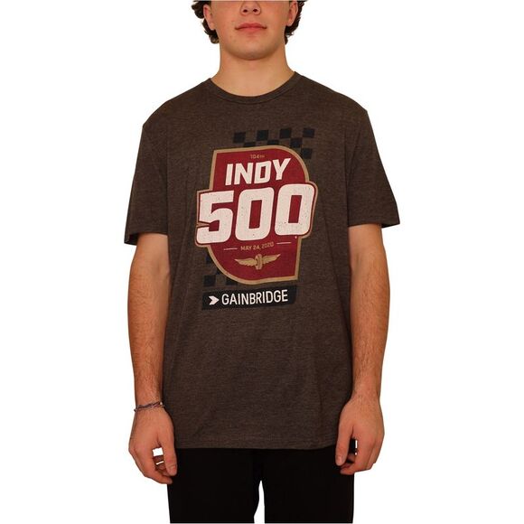 Indy 500 Mens Shield & Racecar Graphic T-Shirt, Grey, NWT - Picture 1 of 5